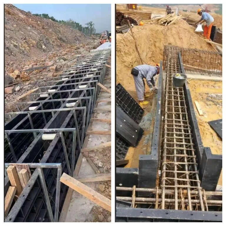 High Cost-Effective PP Plastic Concrete Formwork Applied for Ditch and Retaining Wall On-Site Construction
